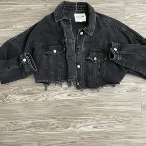 Zara cropped destress denim jacket